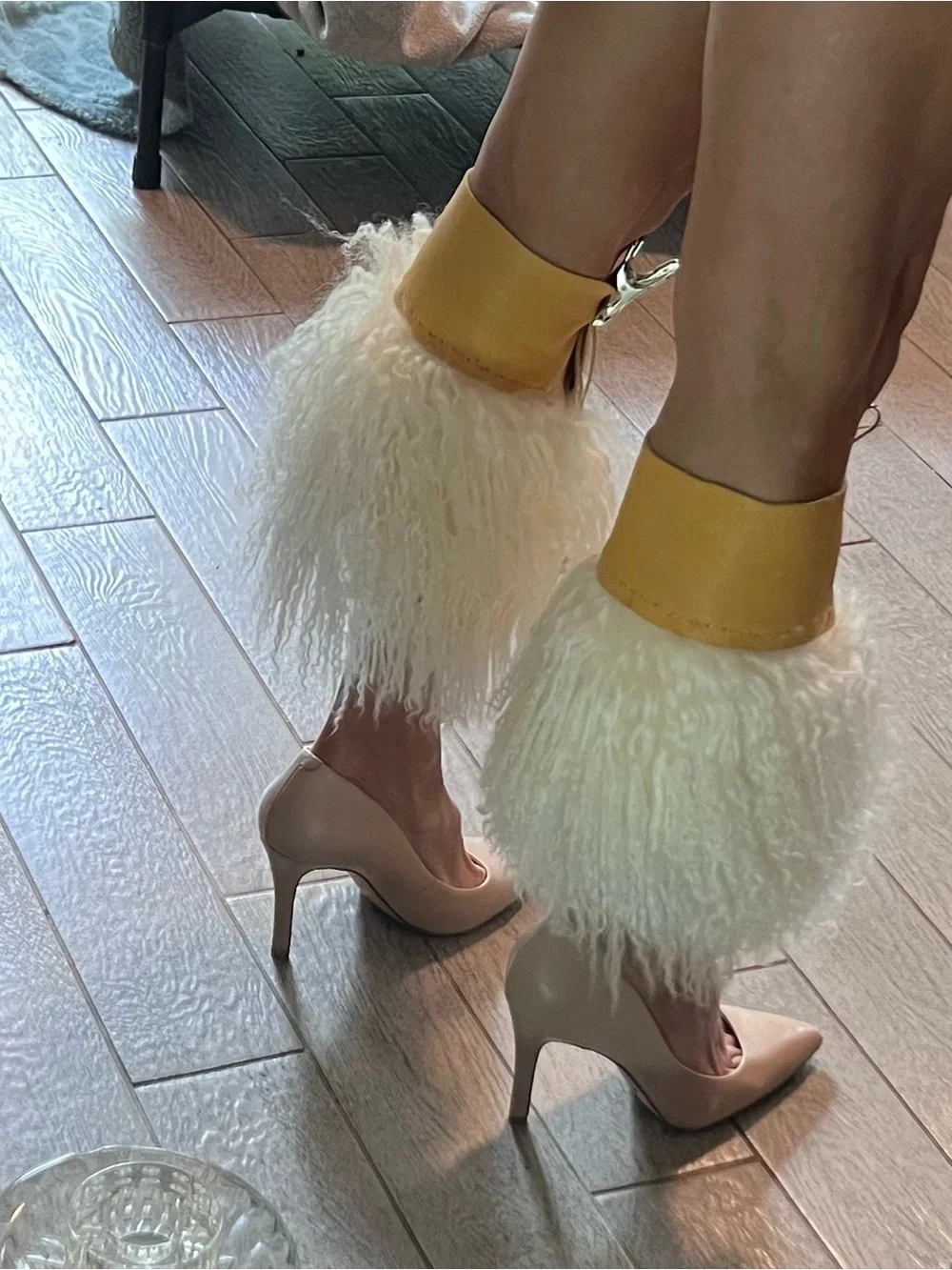 Authentic Custom handcrafted lamb fur boot toppers or foot/ankle adornment